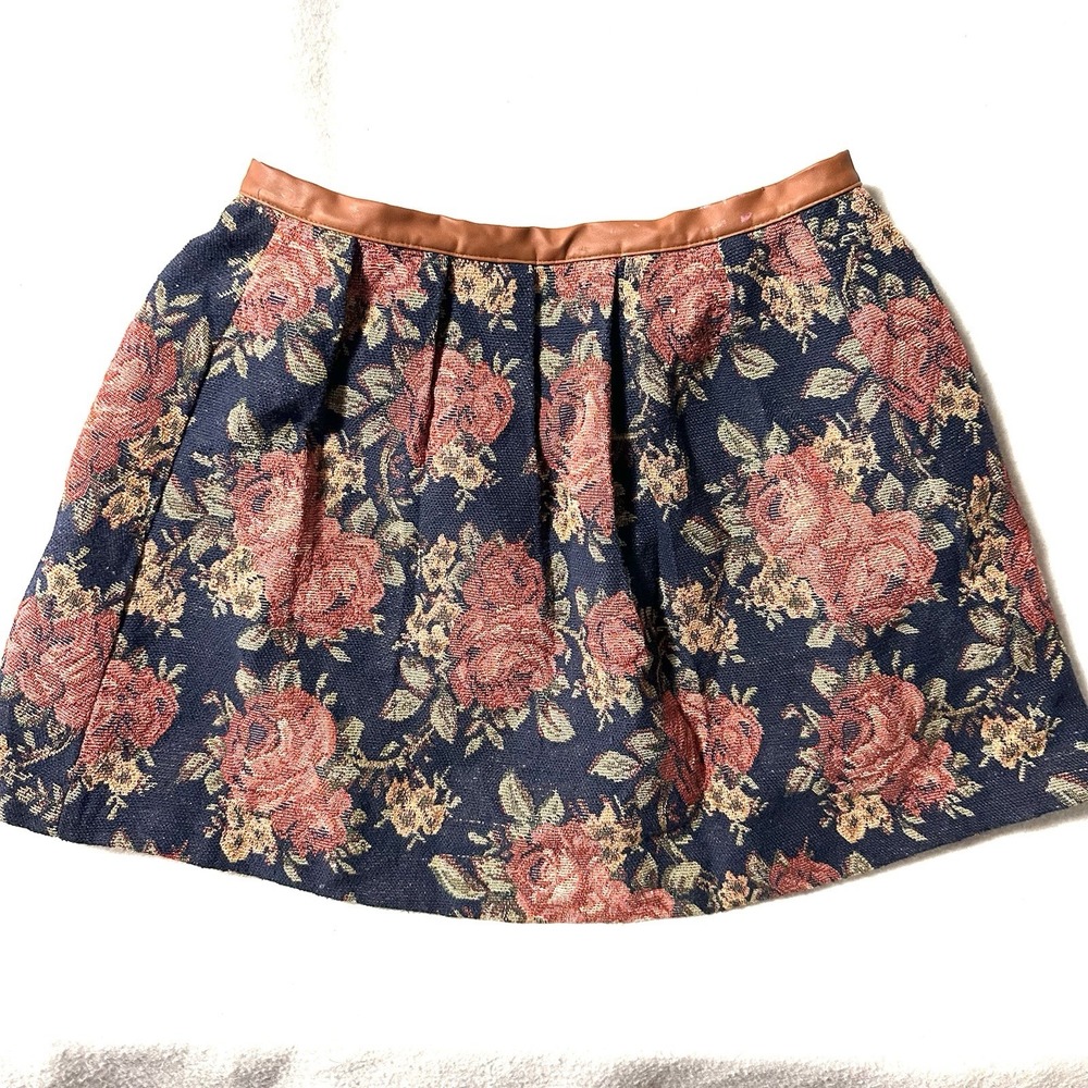 VINTAGE Flying Tomato M Medium Floral Tapestry Skirt Back Zip